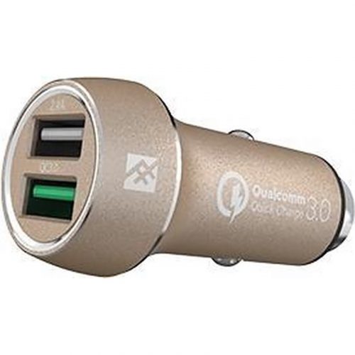 iFrogz Dual-USB Quick Charge 3.0 Autolader 2.4A Goud